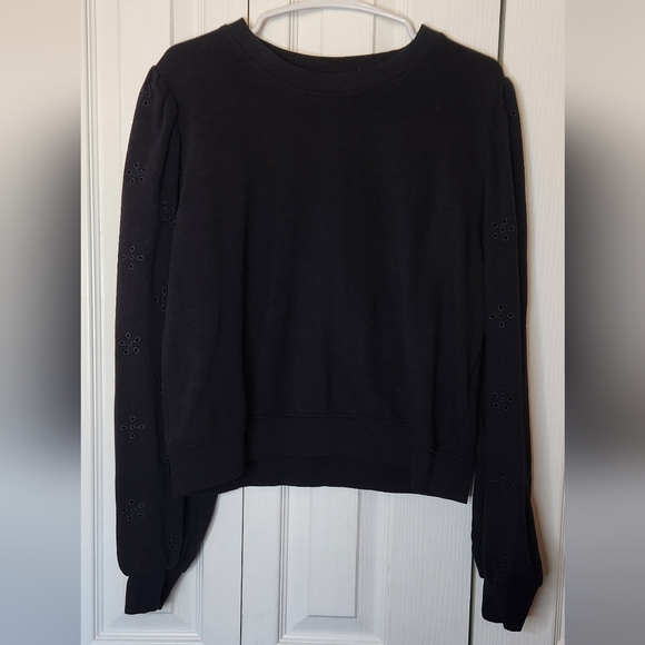 H&M Black Sweater with Eyelet Sleeves - Size Large - Picture 2 of 8